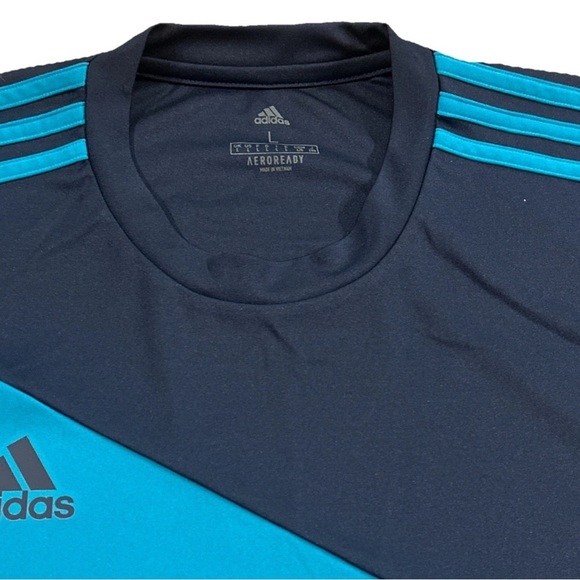 Adidas Goalkeeper Jersey Mens Navy / Bold Aqua Elbow Pads Aeroready Soccer Large - Picture 3 of 4